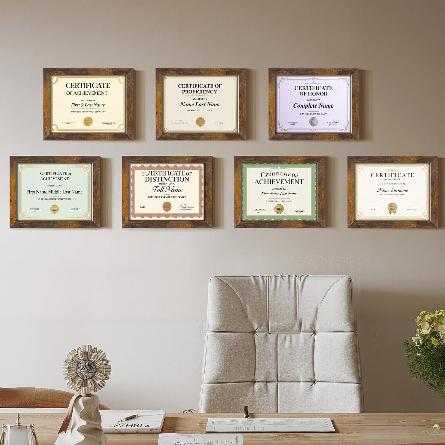 Certifications wall at Dr Aarti Sethia